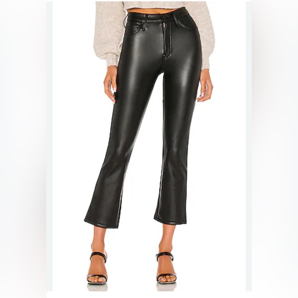Mother The Insider Ankle Faux Leather Pants in Faux Show Black Women's Size 25